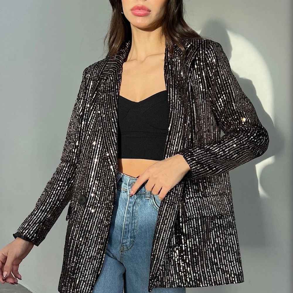 Black/Gold Sequin Blazer Jacket